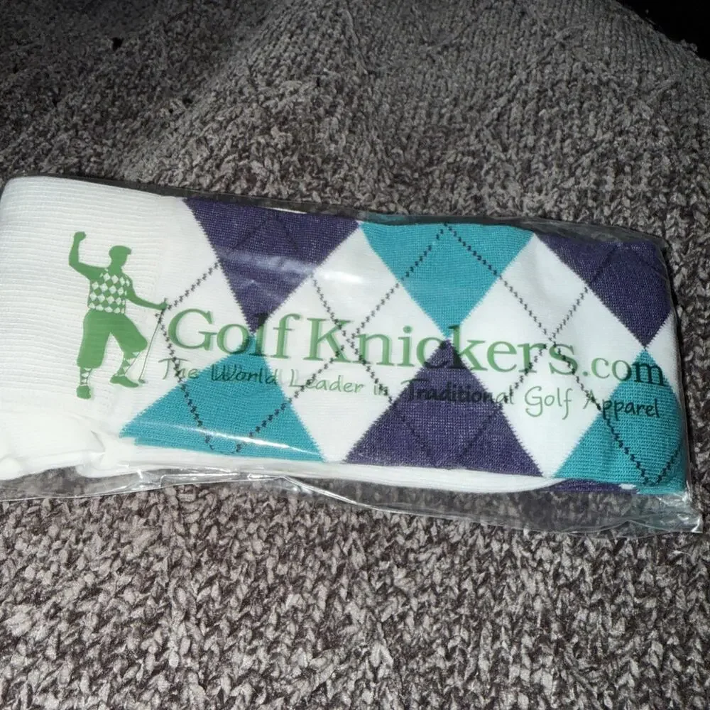 Golf Knickers Colorful Knee High Argyle Cotton Socks Men White Green Blue New